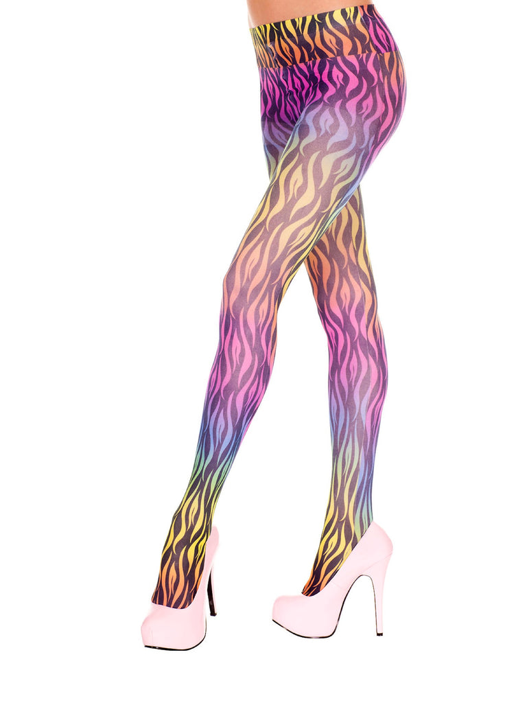 Rainbow Flame Opaque Tights - One Size