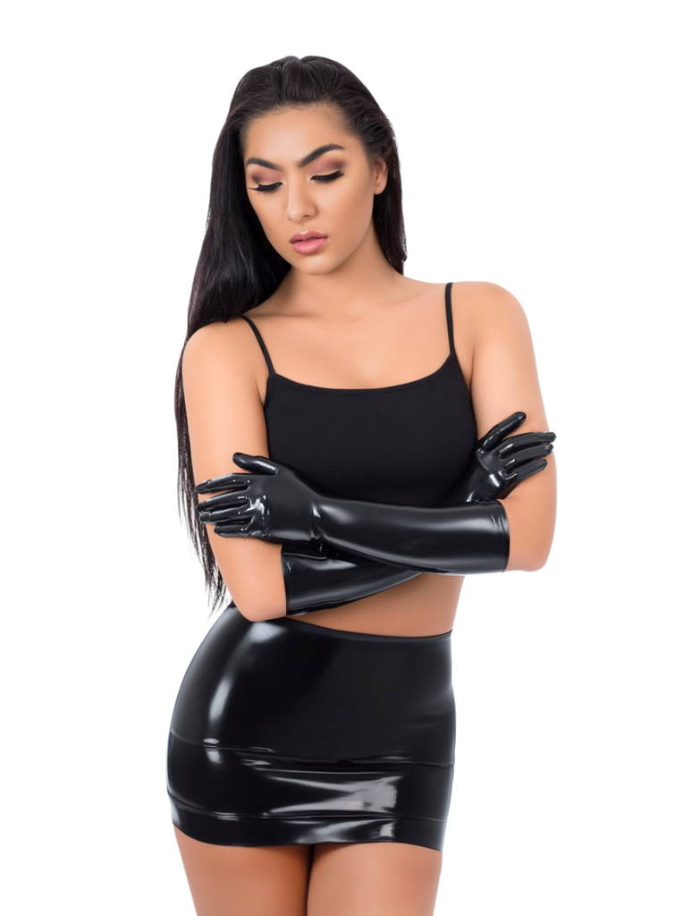 Black Elbow Length Latex/Rubber Gloves - Me You Us