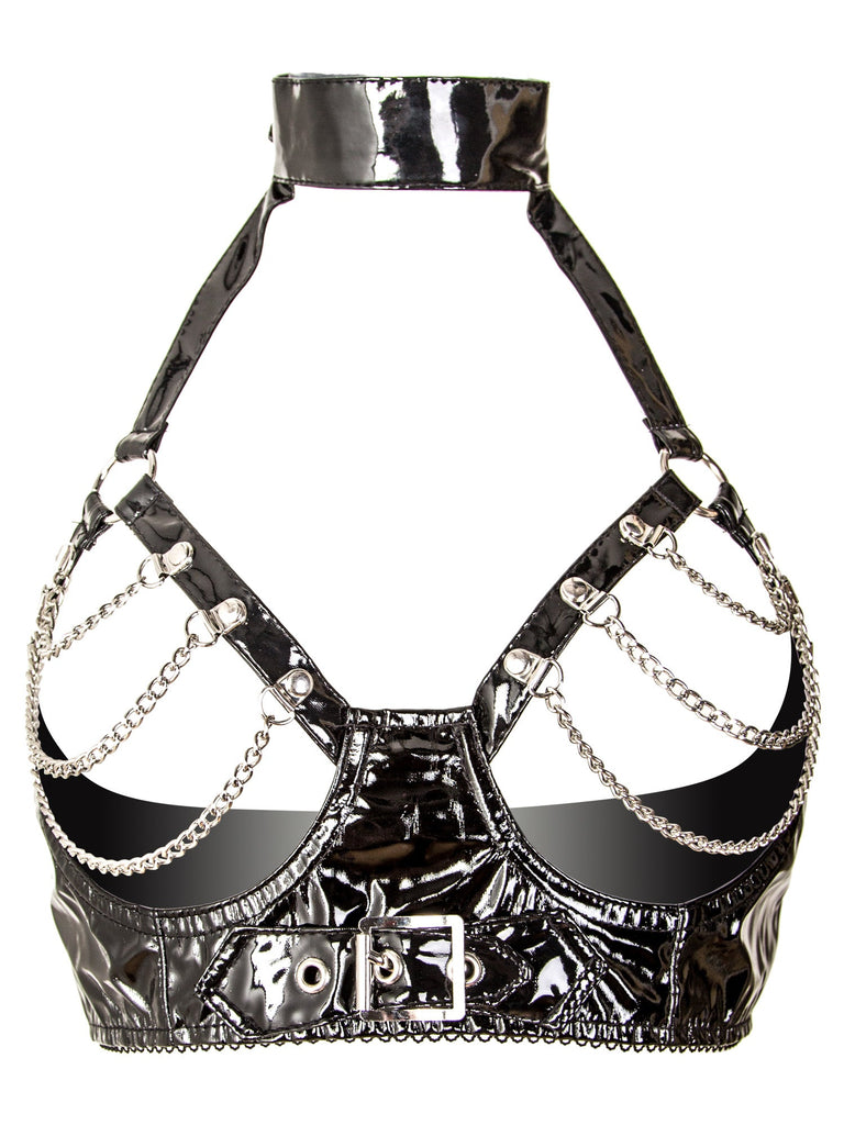 PVC Choker And Chain Harness Bra