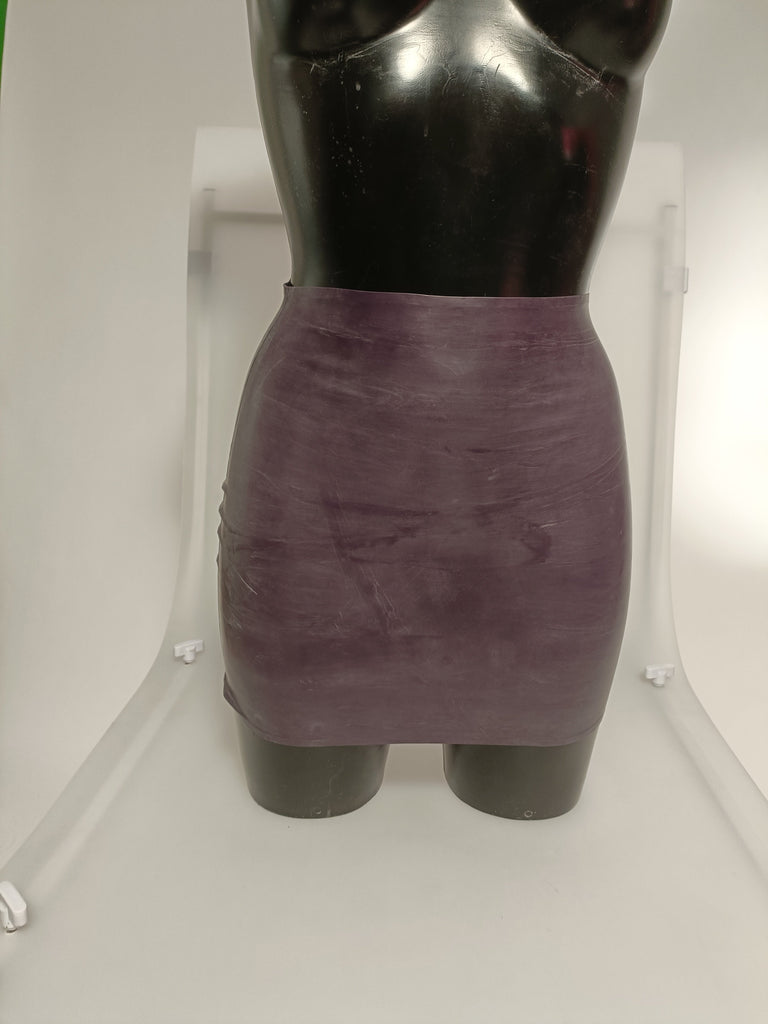 Clearance - Latex/Rubber Mini Skirt In Deep Purple Size S