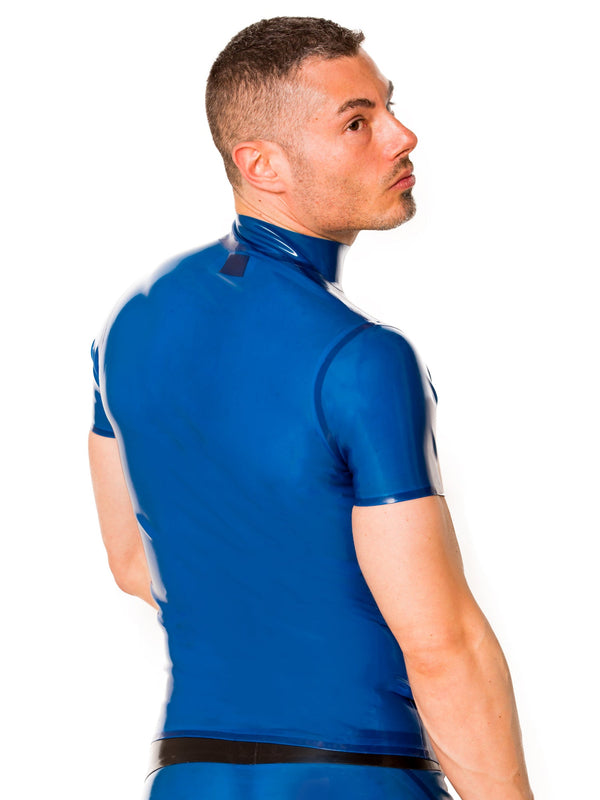 Blue Latex Collared T Shirt - Honour Clothing