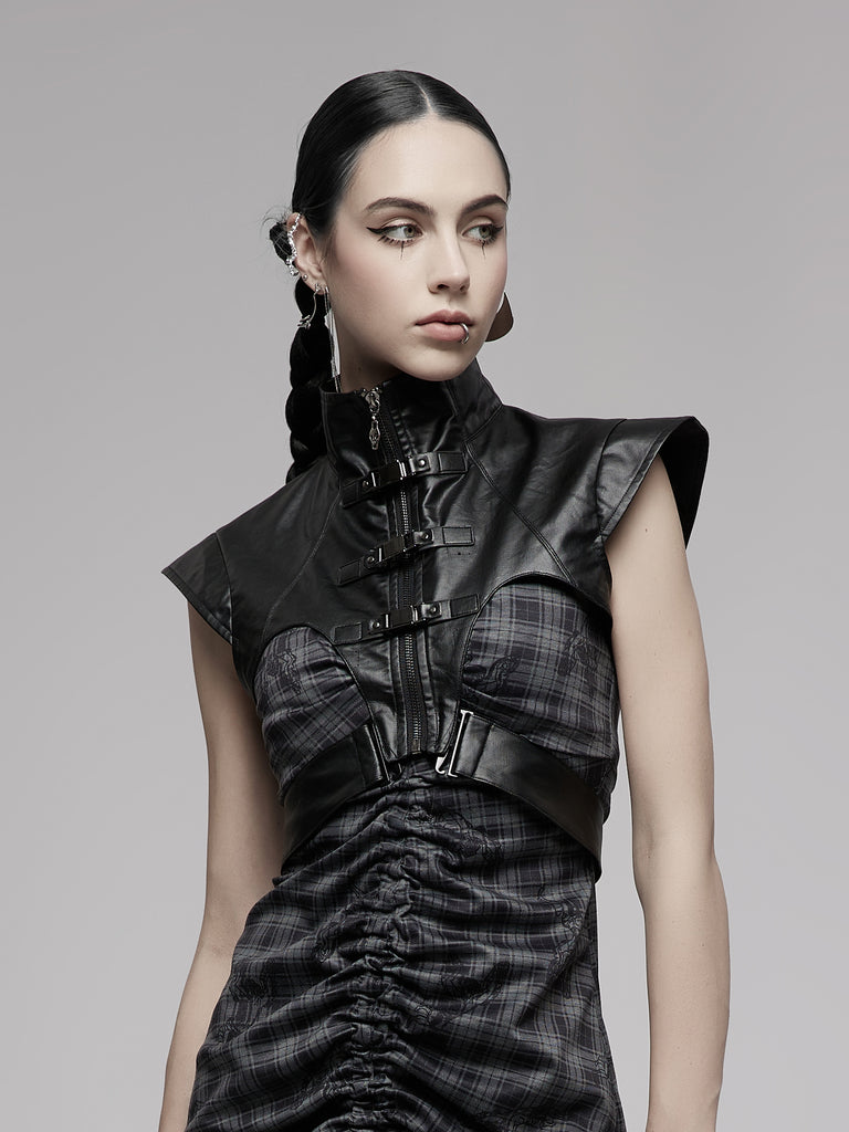 Punk Rave Leatherette Shoulder Cover With Removable Belt - Honour Clothing