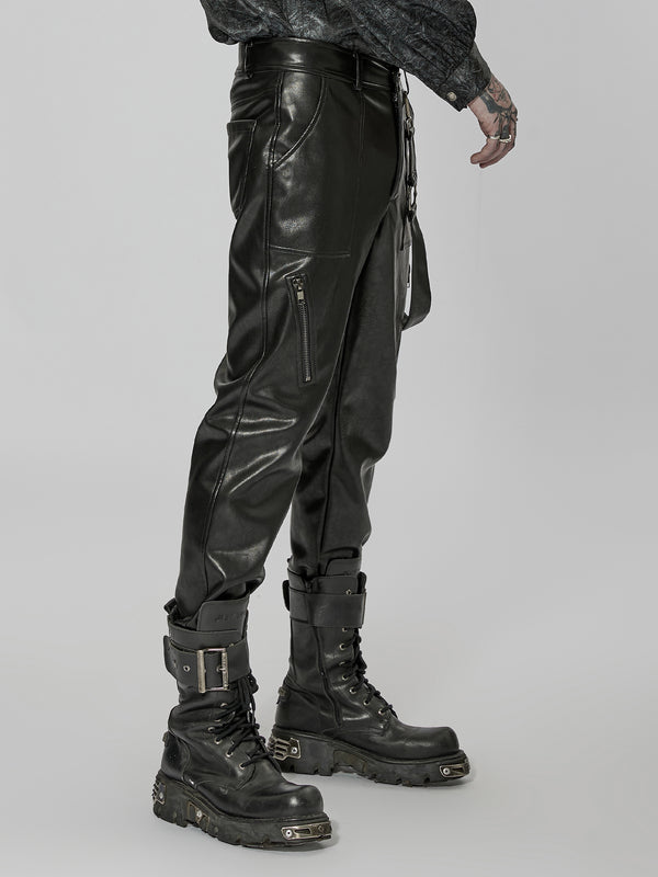 Punk Rave Men's Leatherette Trousers With Zips