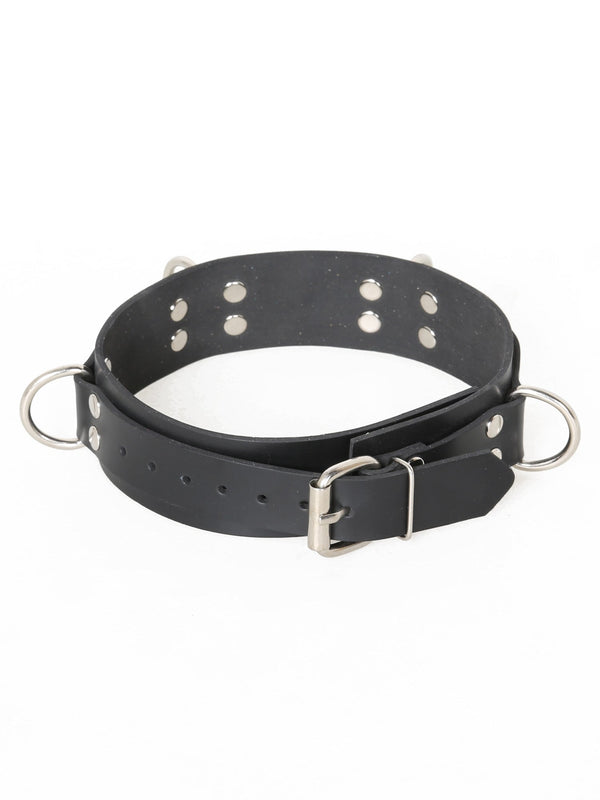 HNRX Thick Latex Double Layer Choker With 4 D Rings