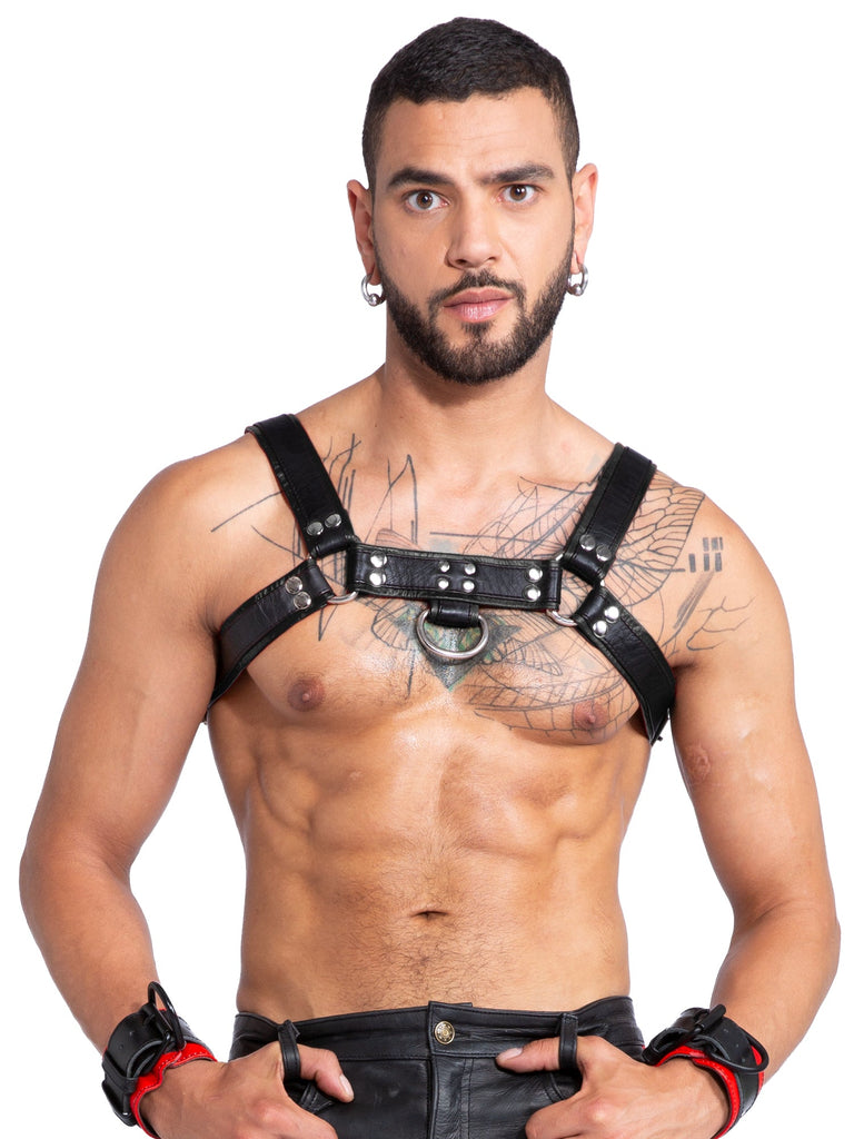 Men's Classic Leather Chest Harness in Black