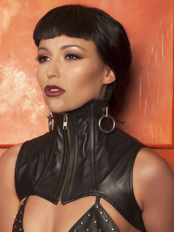 Leather High Collar Demi Top - Honour Clothing