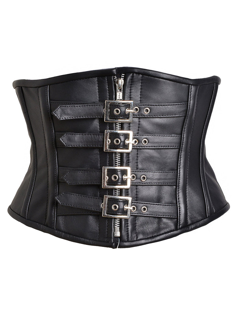 Leather Waist Cincher With Buckle - Honour Clothing