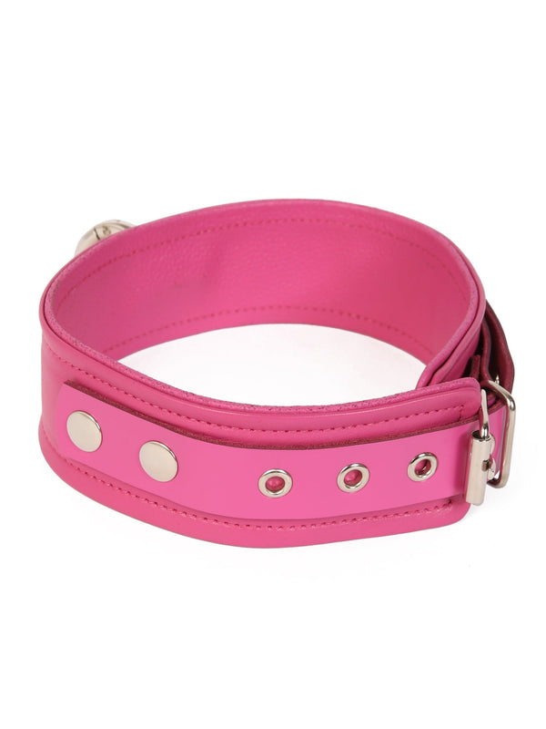 Plain Leather Choker in Pink