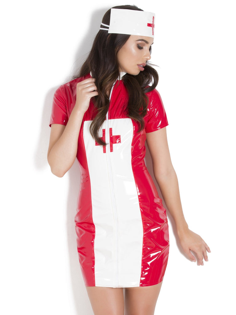 PVC Nurse Style Dress With Cap - Honour Clothing