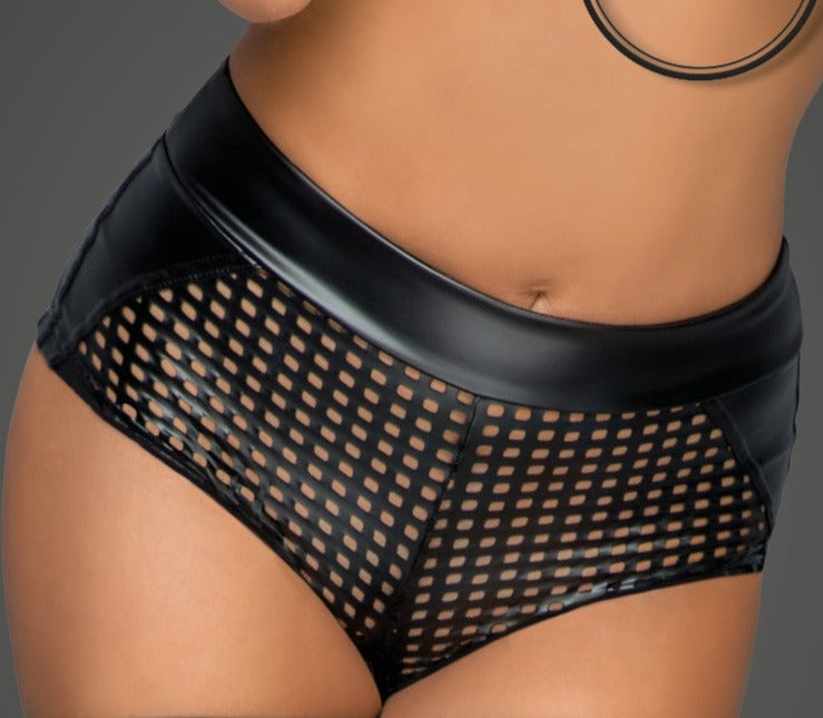 Powerwetlook Lasercut Mini Shorts - Honour Clothing