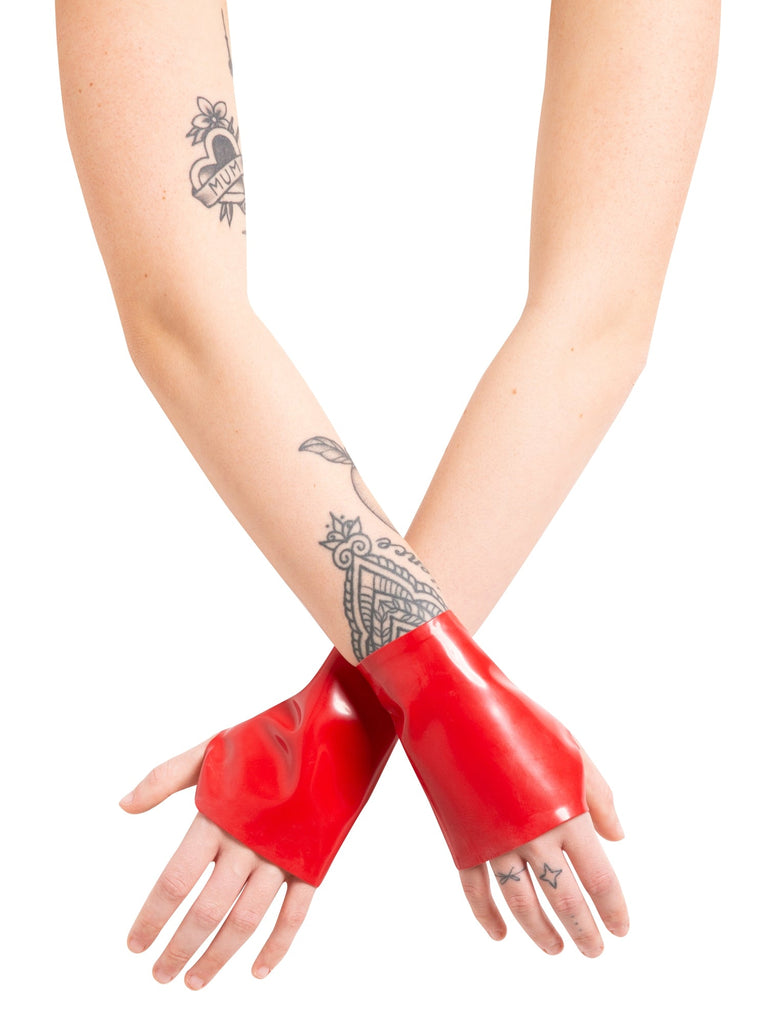 Red Latex Wrist Gauntlets - Honour Clothing