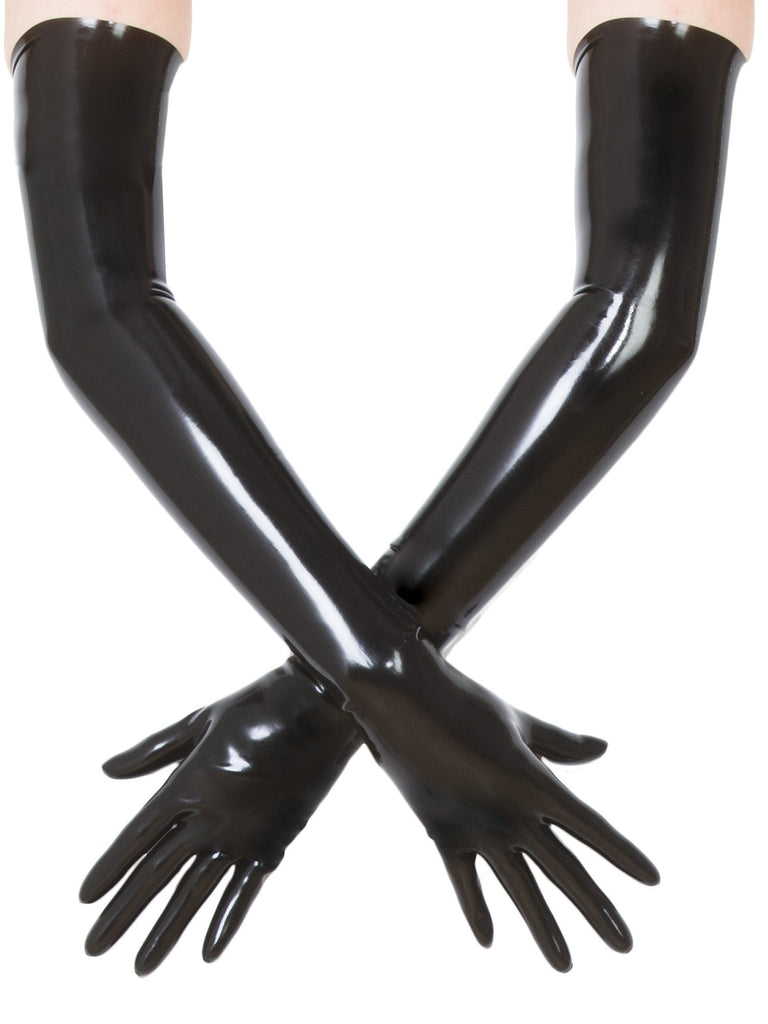 Shoulder Length Latex Gloves- Moulded & Black - Honour Clothing