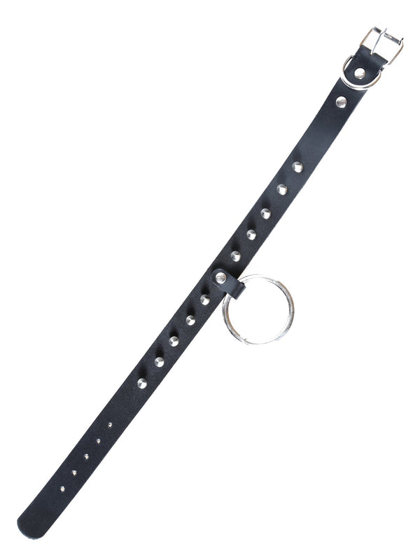 Simple Studded Leather Choker With Large O Ring