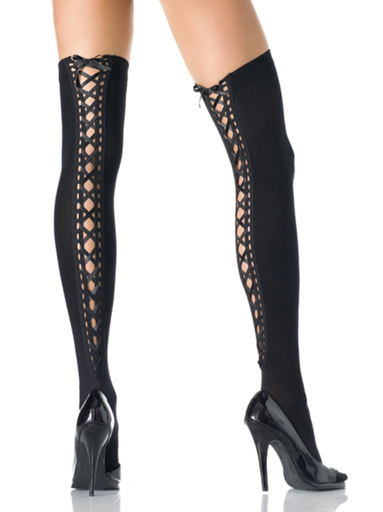 Thigh High Stockings With Back Lacing - Honour Clothing