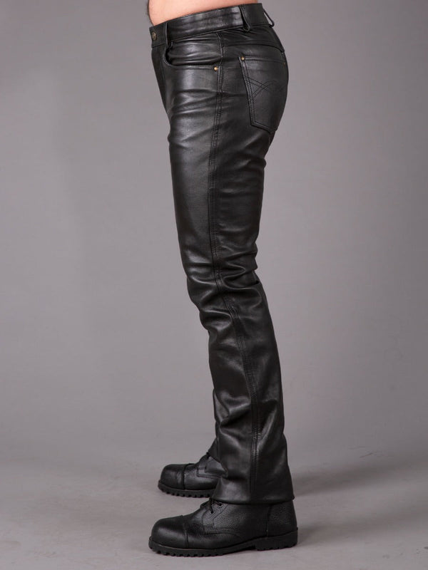 Zip Fly Leather Jeans - Honour Clothing