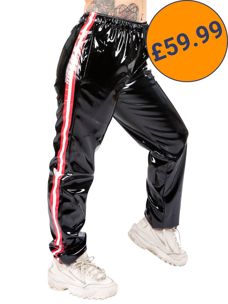 Secret Sale - Red & White Stripe PVC Tracksuit Bottoms