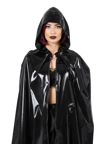 Latex/Rubber Long Hooded Cape