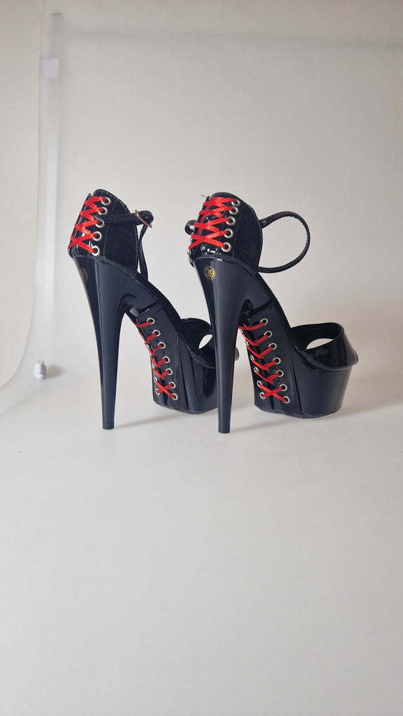 Clearance - Black & Red Platform Heels - Size 6