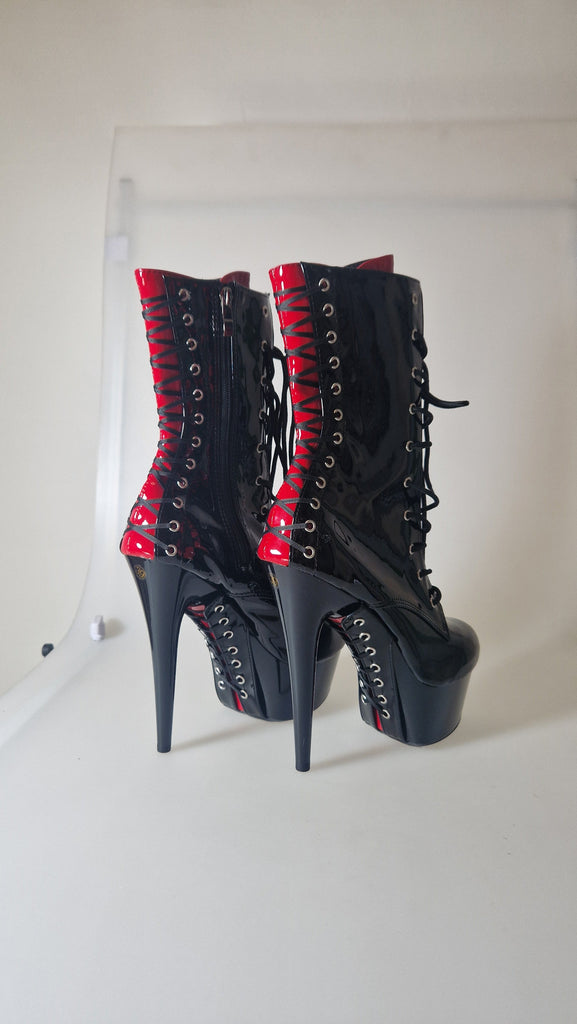Clearance - Black & Red Platform Boots - Size 6
