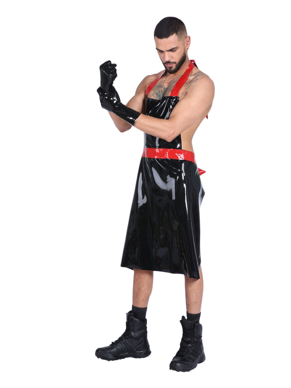 Latex/Rubber Red & Black Apron