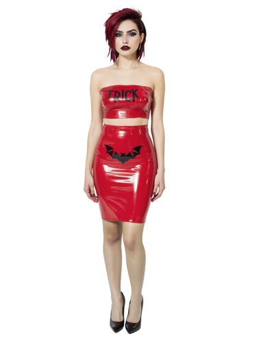 Latex/Rubber Bat Reversible Pencil Skirt - Halloween "Trick Or Treat" Edition