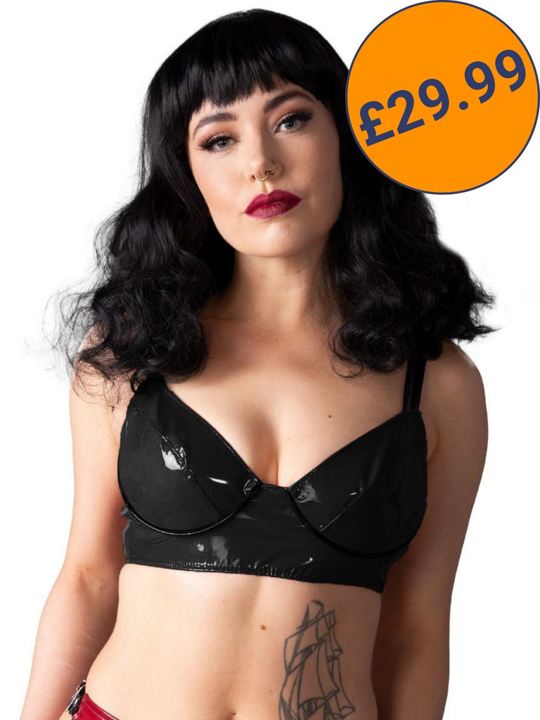 Secret Sale - PVC Bordeaux Bra In Black Or Burgundy