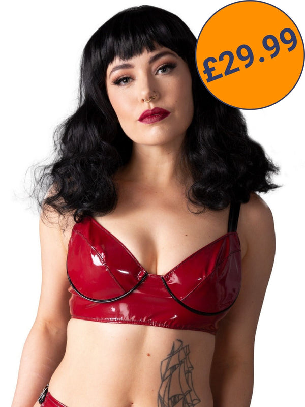 Secret Sale - PVC Bordeaux Bra In Black Or Burgundy