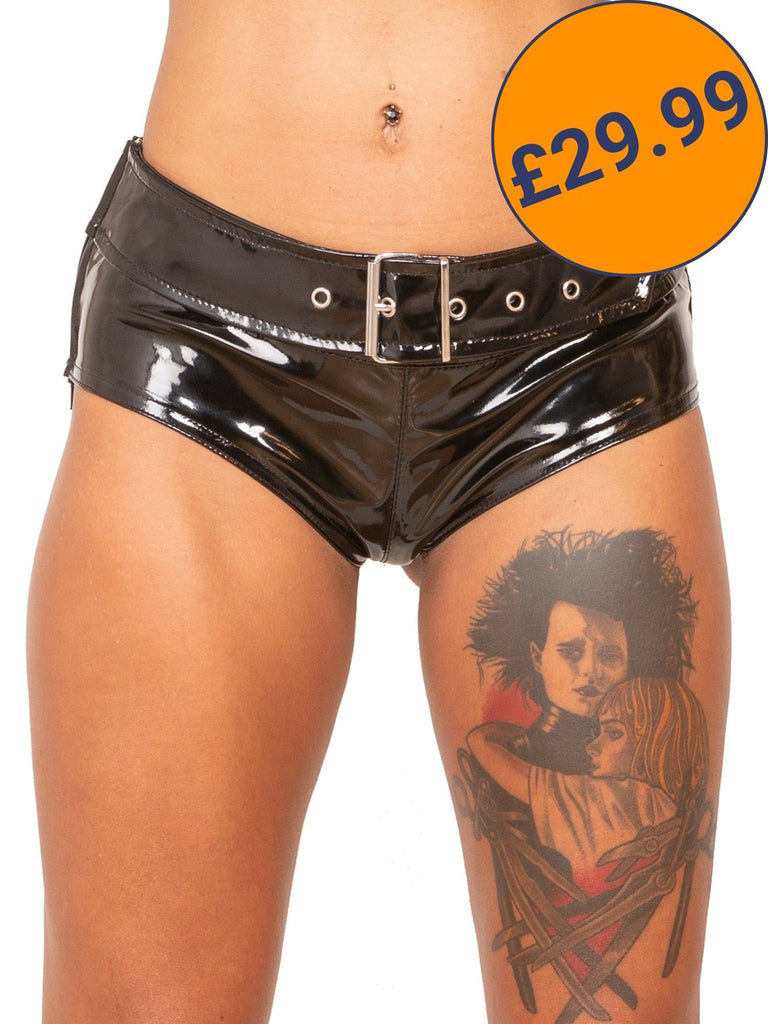 Secret Sale - PVC Buckled High Waist Briefs