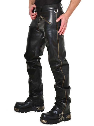 Clearance - Blitz Leather Jeans with Two-Way Zip Size 30