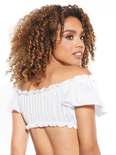 Bardot Super Crop Top - White