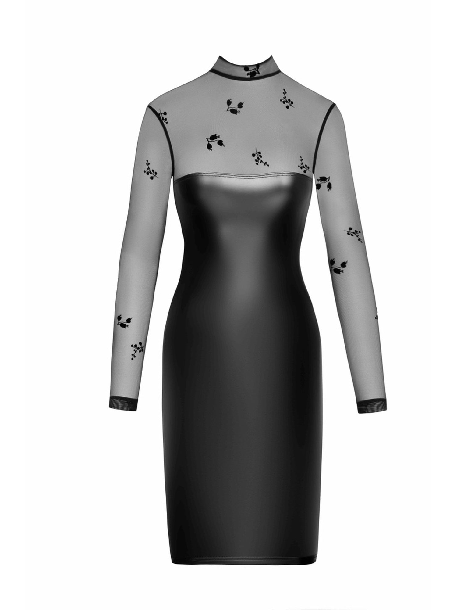 Wet Look Sleeveless Bodycon Dress with Cutout Slash Details main image 1