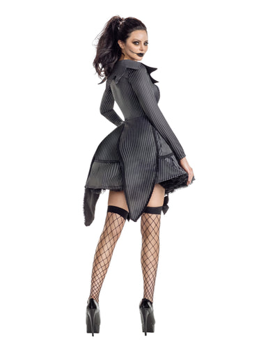 Pinstripe Skater Dress With Collar