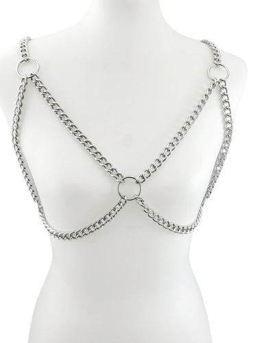 Bra Harness Made Of Chain & O Rings - One Size