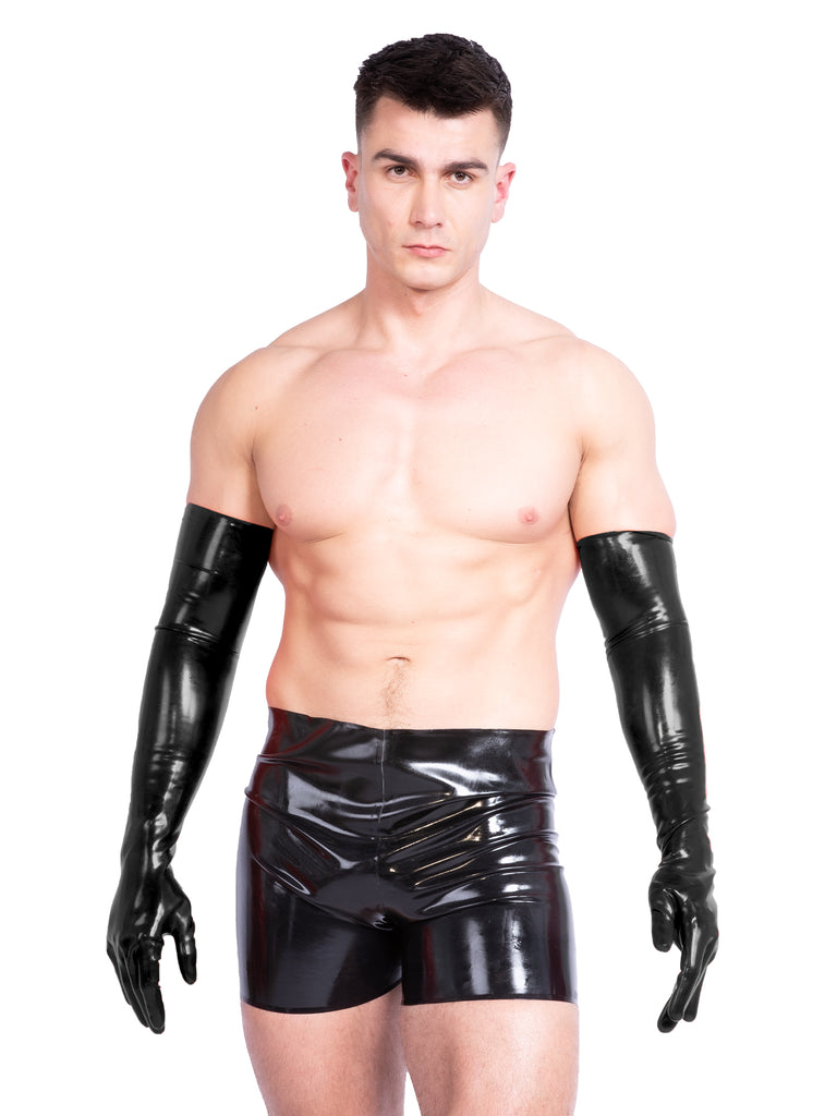 Men`s Shoulder Length Latex Gloves- Moulded & Black - Honour Clothing