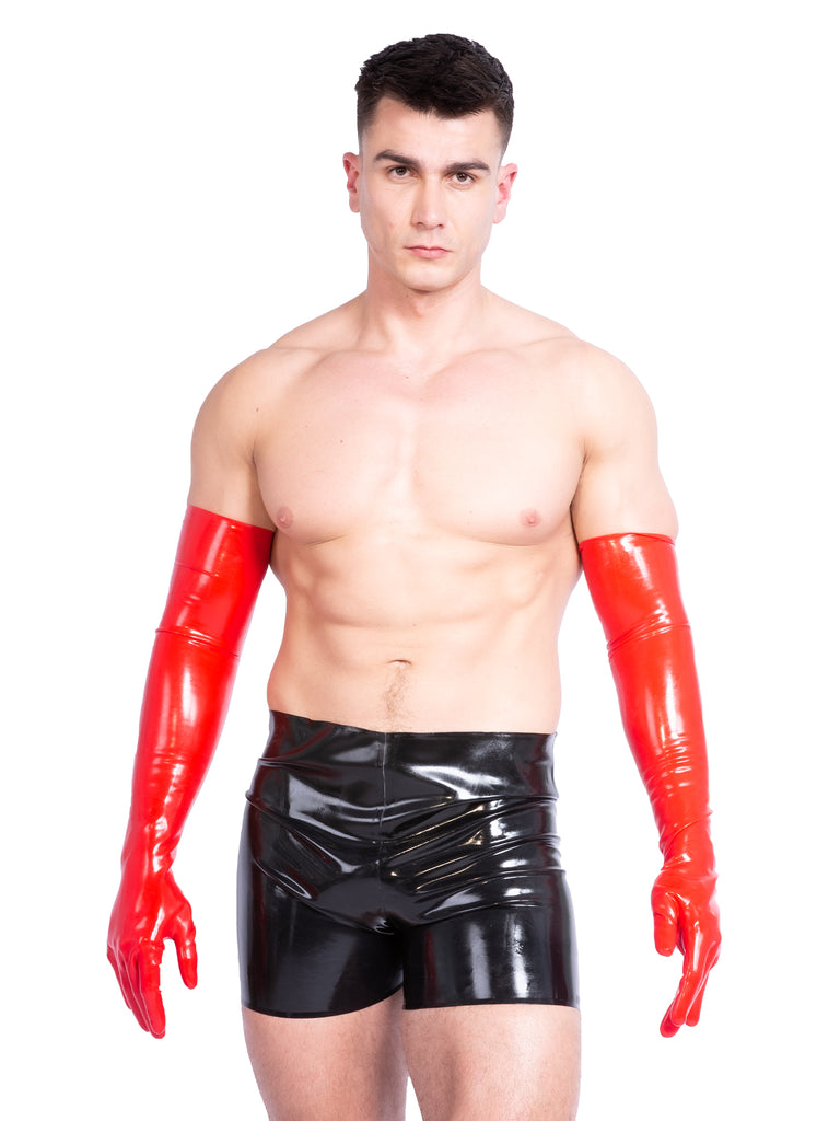 Men`s Shoulder Length Latex Gloves- Moulded & Red - Honour Clothing