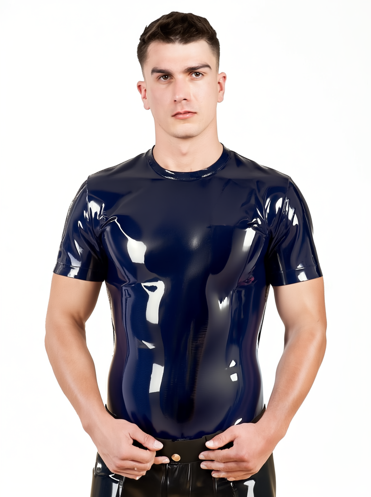 Latex/Rubber T- Shirt In Navy Blue