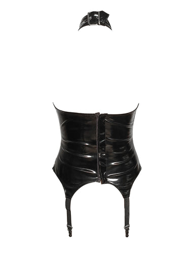 PVC Choker And Chain Harness Basque in Black