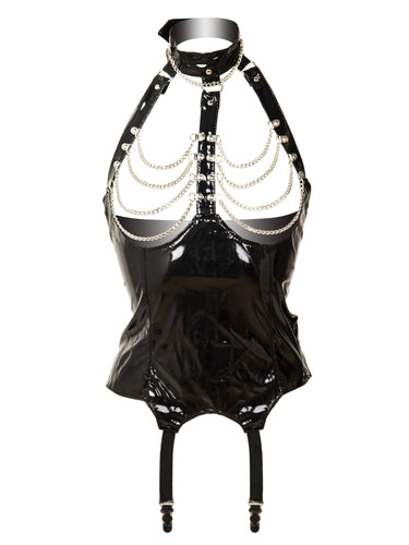 Pvc Basque PVC Choker And Chain Harness Basque in Black – Honour Clothing