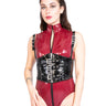 PVC Waspie With Shoulder Straps in Black - Honour Clothing