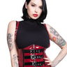 PVC Waspie With Shoulder Straps in Burgundy - Honour Clothing