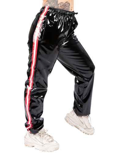 Red & White Stripe PVC Tracksuit Bottoms
