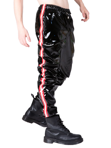 Red & White Stripe PVC Tracksuit Bottoms