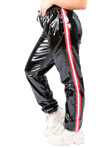 Red & White Stripe PVC Tracksuit Bottoms