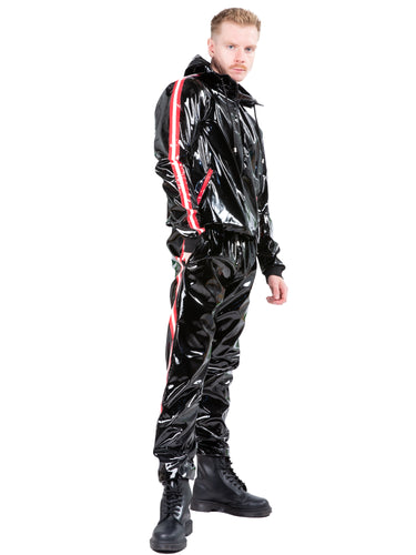Red & White Stripe PVC Tracksuit Bottoms