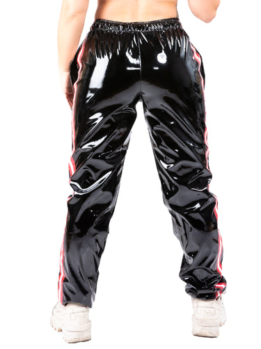 Red & White Stripe PVC Tracksuit Bottoms