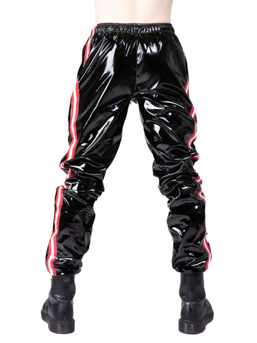 Red & White Stripe PVC Tracksuit Bottoms