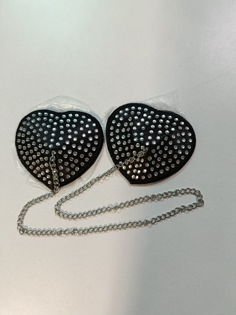 Clearance - Chained Heart Satin Nipple Pasties