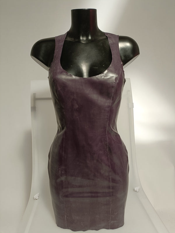 Clearance - Latex Vest Dress In Deep Purple