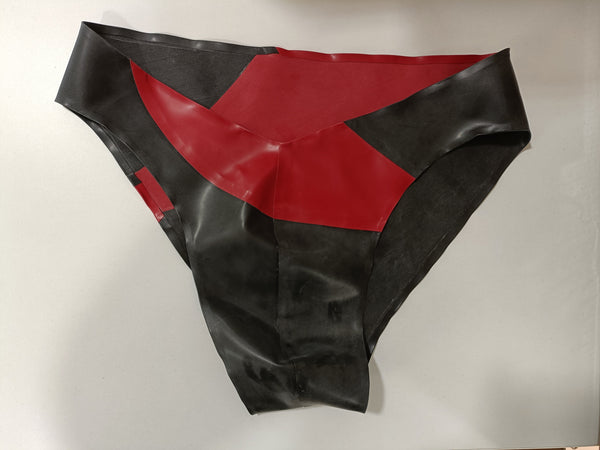 Clearance - Black & Red Slash Latex/Rubber Briefs, Size M