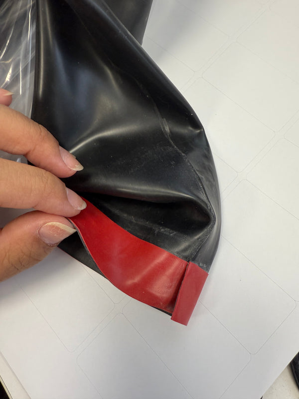 Clearance - Evening Latex/Rubber Dress with Red Trim, Size M